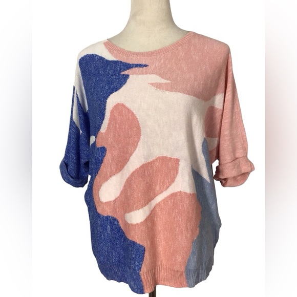 NIC + ZOE Shell Burst Short Sleeve Sweater NWT Size Large - Picture 6 of 11